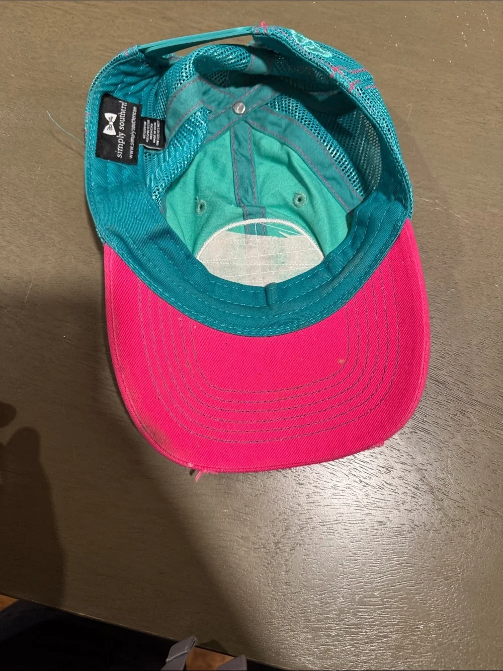 Simply Southern Teal Crown with Hot Pink Bill Baseball Cap